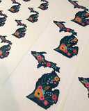 Decal  //  Michigan  ~  "Azure Fleur" Floral Michigan