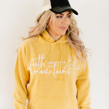 Faith can move Mountains  //  Mustard Dye-washed Hoodie Sweatshirt