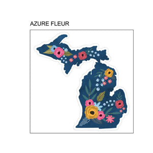 Decal  //  Michigan  ~  "Azure Fleur" Floral Michigan
