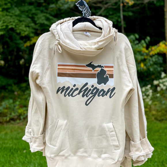 Michigan ~  Rust + Oyster Double-Neck Hoodie