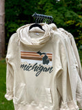 Michigan ~  Rust + Oyster Double-Neck Hoodie