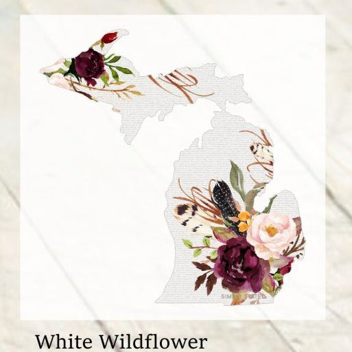 Decal  //  Michigan  ~  White Wildflower Michigan