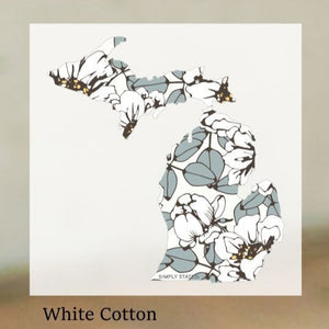 Decal  //  Michigan  ~  White Cotton Michigan Decal