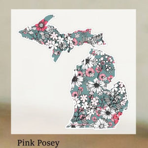 Decal  //  Michigan  ~ Pink Posey Floral Michigan