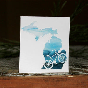 Decal  //  Michigan  ~  Watercolor Bike