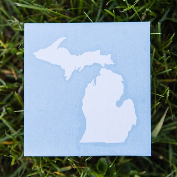 Decal  //  Michigan  ~  White Glossy Decal